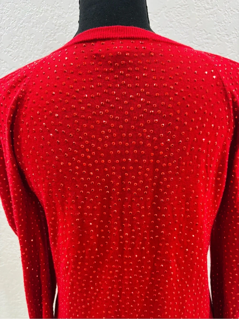 Michael Kors Red V-Neck Studded Sweater
